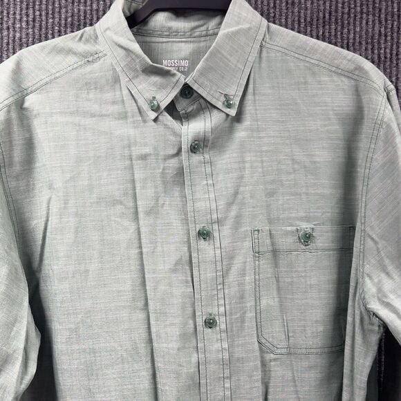 Mossimo Supply Button Down Shirt Mens Large Green Long Sleeve Cotton  Casual - Picture 3 of 12